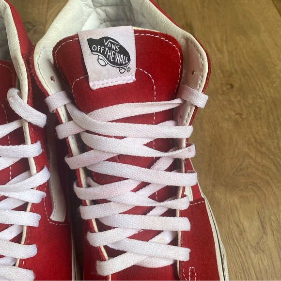 Vans Hightop Sk8-Hi Shoes Red White Suede Men’s Size 8.5 Women’s Size 10 - Picture 7 of 11